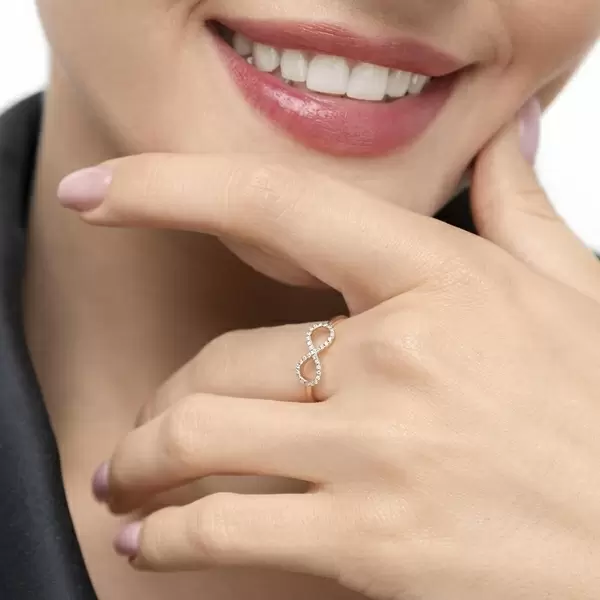 Leaf Jewelry Infinityring mit Diamanten, 18 K Rosegold Online