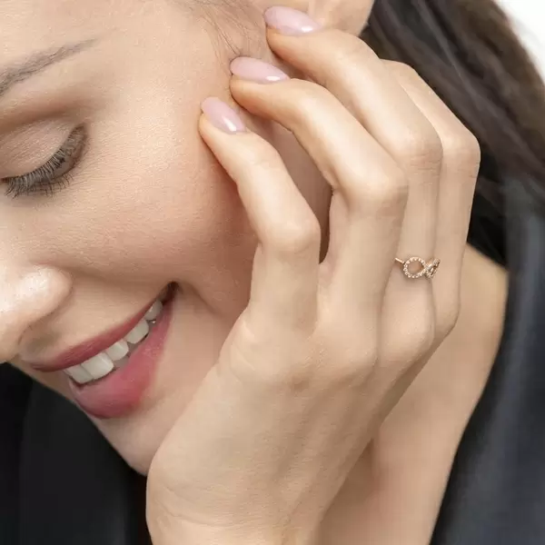 Leaf Jewelry Infinityring mit Diamanten, 18 K Rosegold Online