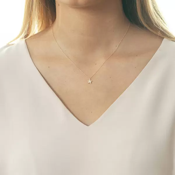 Leaf Jewelry Halskette Stern mit Diamanten, 18 K Roségold Auslauf