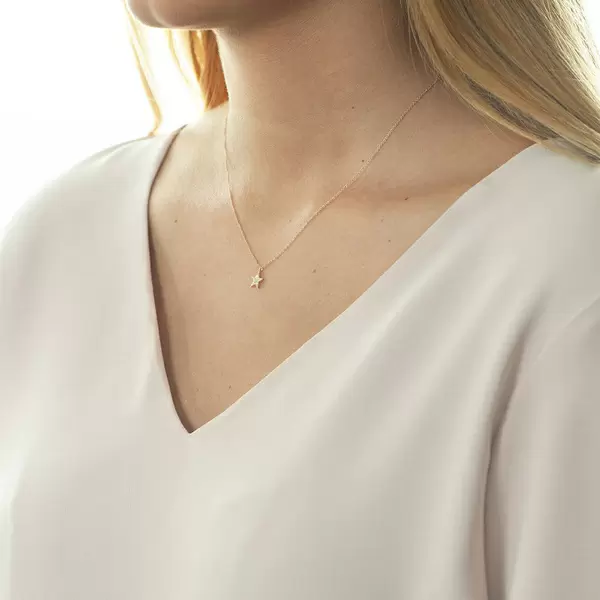 Leaf Jewelry Halskette Stern mit Diamanten, 18 K Roségold Auslauf