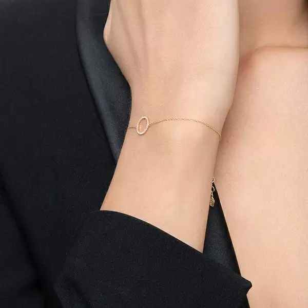 Leaf Jewelry Armkette Circle mit Diamanten, 18 K Gelbgold Angebote