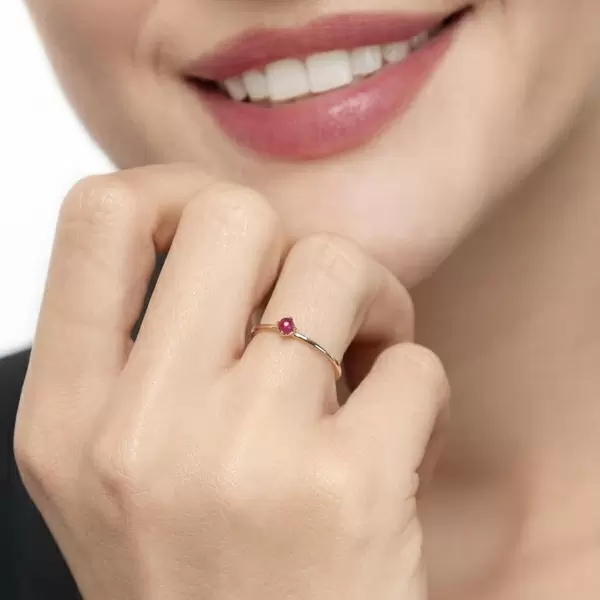 Leaf Jewelry Ring Cabochon, 14 K Gelbgold, Rubin Hotsell