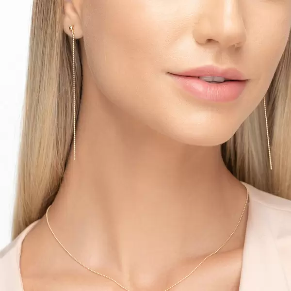 Leaf Jewelry Ohrringe Ball Chain, 14 K Gelbgold im Angebot