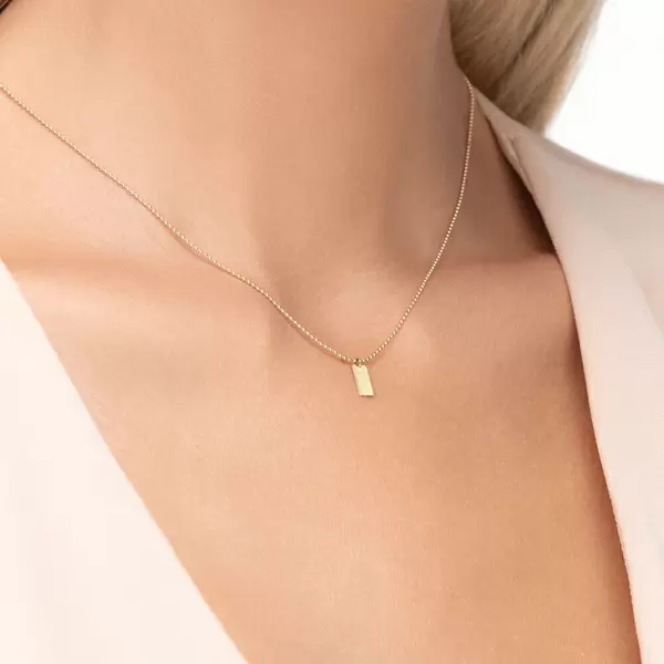 Leaf Jewelry Halskette Tiny Dog Tag, 14 K Gelbgold Meist gekauft
