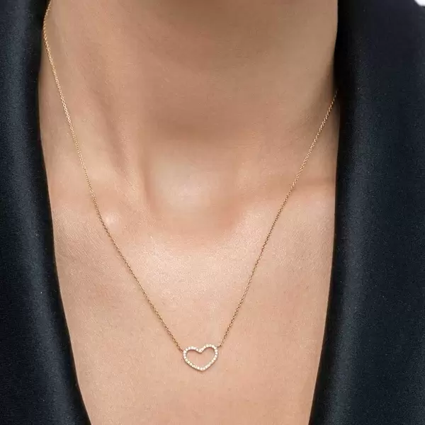 Leaf Jewelry Halskette Heart mit Diamanten, 18 K Gelbgold Günstig kaufen