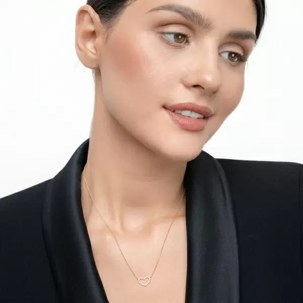 Leaf Jewelry Halskette Heart mit Diamanten, 18 K Gelbgold Günstig kaufen