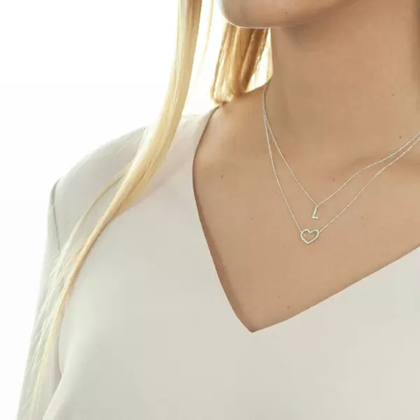 Leaf Jewelry Halskette Heart mit Diamanten, 18 K Gelbgold Günstig kaufen