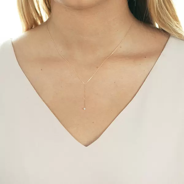 Leaf Jewelry Halskette Y-Pure Diamant, 18 K Rosegold Großer Ausverkauf