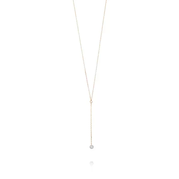Leaf Jewelry Halskette Y-Pure Diamant, 18 K Rosegold Großer Ausverkauf