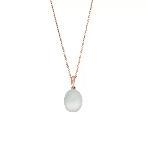 Leaf Jewelry Halskette Cabochon II, 14 K Rosegold, Sea Blue Chalzedon Exklusivangebot