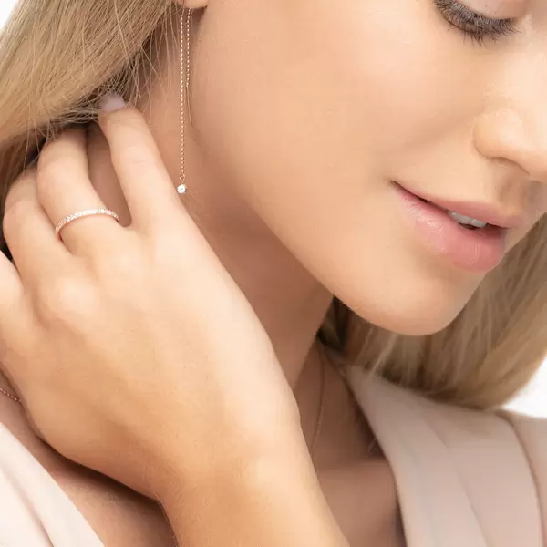 Leaf Jewelry Ohrringe "my first diamond", ball chain, 14 K Rosegold Preisnachlass