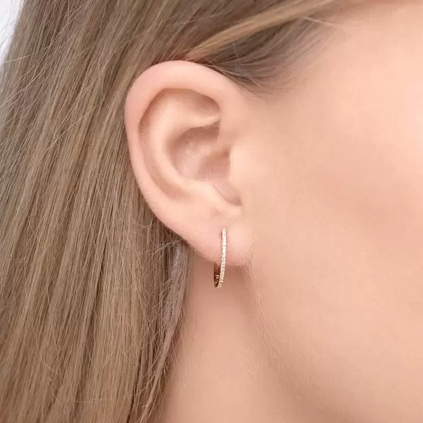 Leaf Jewelry Creole Circle S mit Diamanten, 15mm, 18 K Rosegold Black Friday