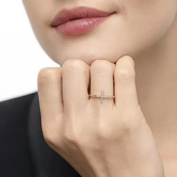 Leaf Jewelry Ring Kreuz mit Diamanten, 18K Rosegold Cyber Monday