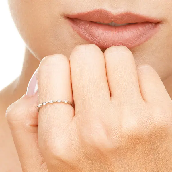 Leaf Jewelry Ring mit 5 Diamanten, 14K Weißgold Heißer Verkauf