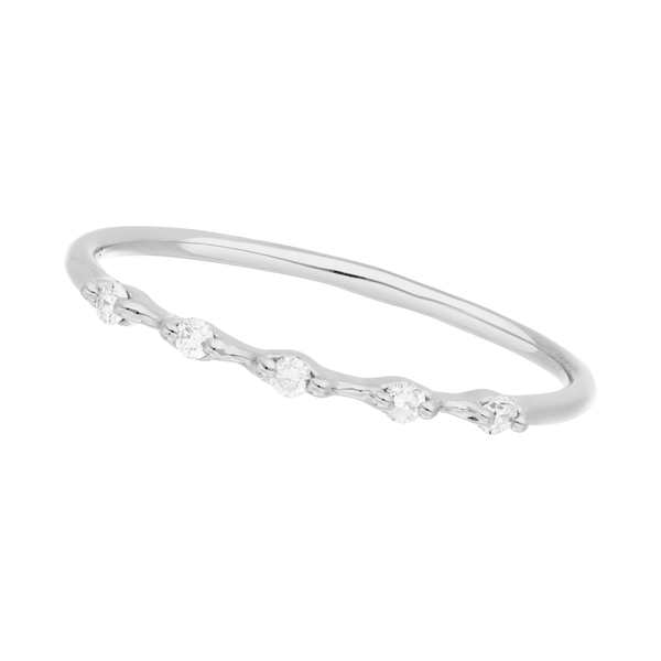 Leaf Jewelry Ring mit 5 Diamanten, 14K Weißgold Heißer Verkauf