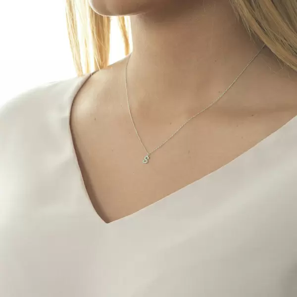 Leaf Jewelry Halskette Letter "S", 14 K Weißgold mit Diamanten Top Angebot