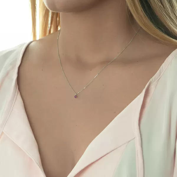 Leaf Jewelry Halskette Cabochon, Rubin, 14 K Weißgold Exklusive Angebote