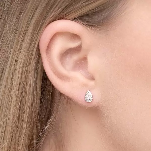 Leaf Jewelry Ohrstecker Drops mit Diamanten, 18 K Weißgold Kauf eins, bekomm eins gratis