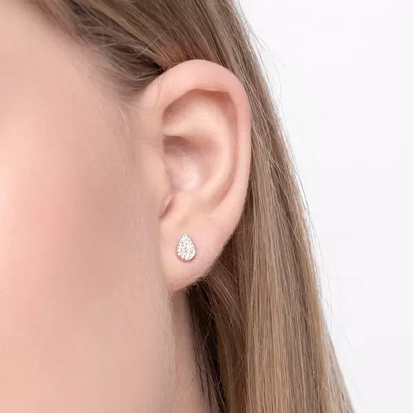 Leaf Jewelry Ohrstecker Drops mit Diamanten, 18 K Weißgold Kauf eins, bekomm eins gratis