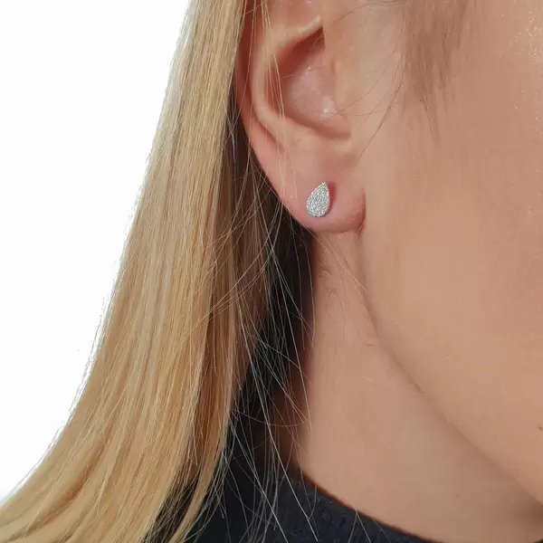 Leaf Jewelry Ohrstecker Drops mit Diamanten, 18 K Weißgold Kauf eins, bekomm eins gratis
