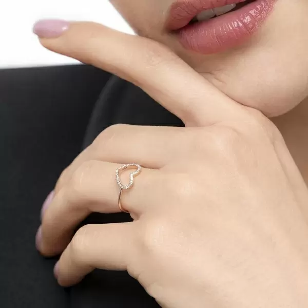 Leaf Jewelry Ring Herz mit Diamanten, 18 K Gelbgold Tägliche Deals