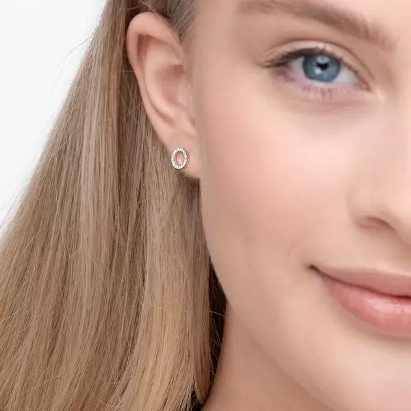 Leaf Jewelry Ohrringe Circle mit Diamanten, 18 K Weißgold Sonderangebote