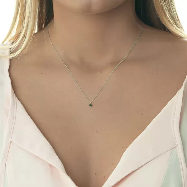 Leaf Jewelry Halskette Cabochon, Blauer Topas, 14 K Weißgold Tiefpreis