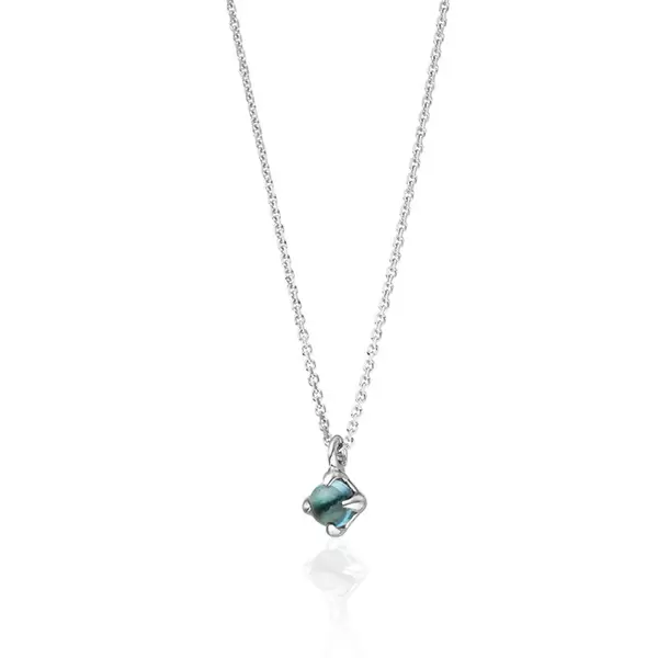 Leaf Jewelry Halskette Cabochon, Blauer Topas, 14 K Weißgold Tiefpreis
