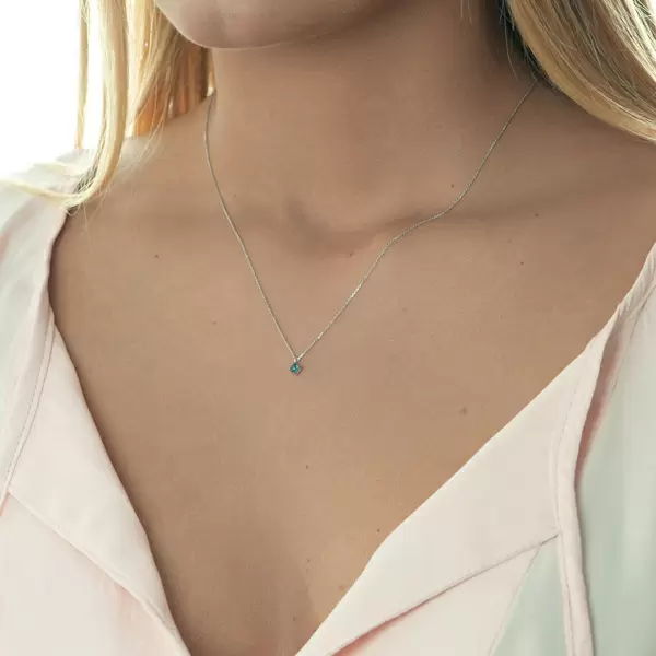 Leaf Jewelry Halskette Cabochon, Blauer Topas, 14 K Weißgold Tiefpreis