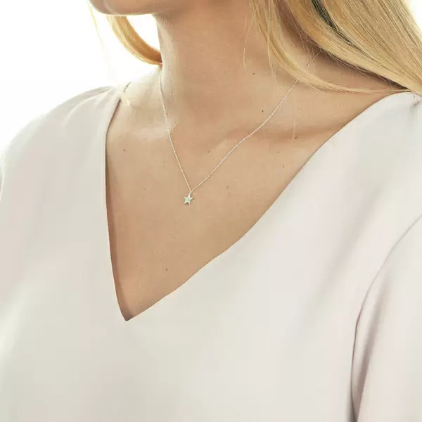 Leaf Jewelry Halskette Stern mit Diamanten, 18 K Weißgold Super Sparpreis