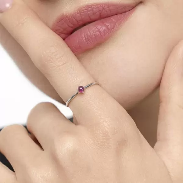 Leaf Jewelry Ring Cabochon, 14 K Weißgold, Rubin Kostenlose Rückgabe