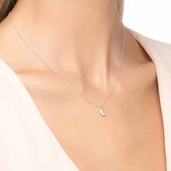 Leaf Jewelry Halskette Halbmond, 18 K Weißgold Begrenzte Freigabe