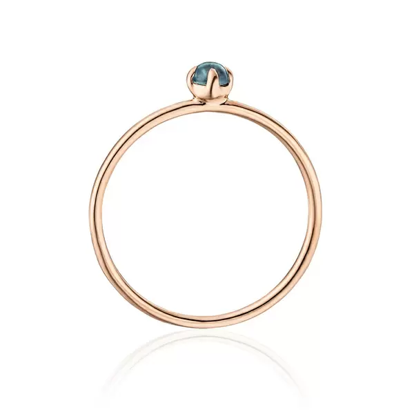 Leaf Jewelry Ring Cabochon, 14 K Roségold, Blauer Topas Neueste Stile