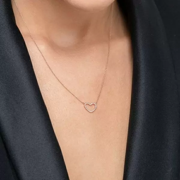 Leaf Jewelry Halskette Heart mit Diamanten, 18 K Roségold Letzte 2 Tage