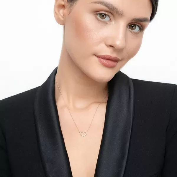 Leaf Jewelry Halskette Heart mit Diamanten, 18 K Roségold Letzte 2 Tage