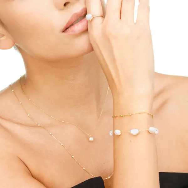 Leaf Jewelry Halskette Pearls, 14K Gelbgold Bis zu 60% Rabatt