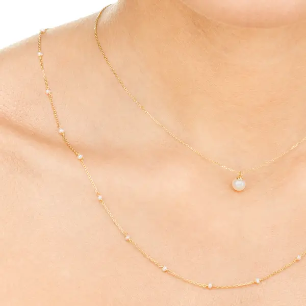 Leaf Jewelry Halskette Pearls, 14K Gelbgold Bis zu 60% Rabatt