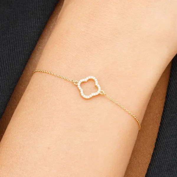 Leaf Jewelry Armkette Clover mit Diamanten, 18 K Gelbgold Nur für heute