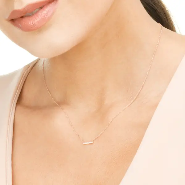 Leaf Jewelry Halskette Horizontal Bar, Diamant, 14 K Rosegold Fabrikladen