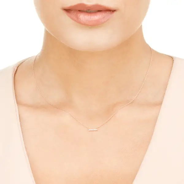 Leaf Jewelry Halskette Horizontal Bar, Diamant, 14 K Rosegold Fabrikladen