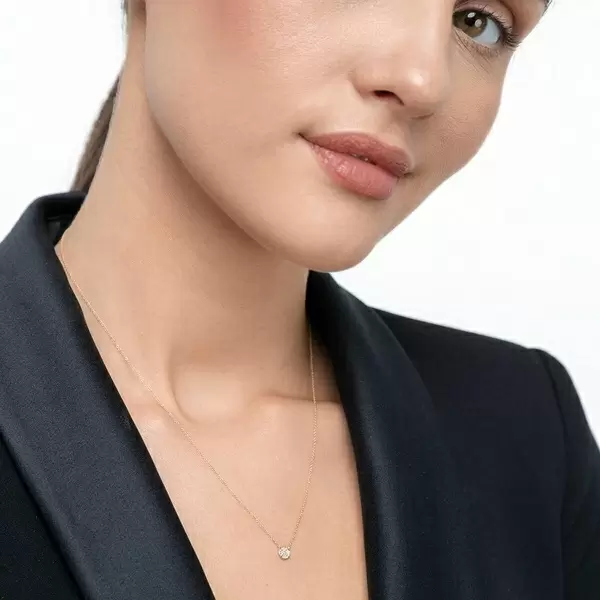 Leaf Jewelry Halskette Pavé mit Diamanten, 18 K Gelbgold Im Verkauf