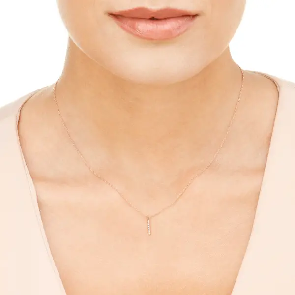 Leaf Jewelry Halskette Small Bar, Diamant, 14 K Rosegold Auslauf