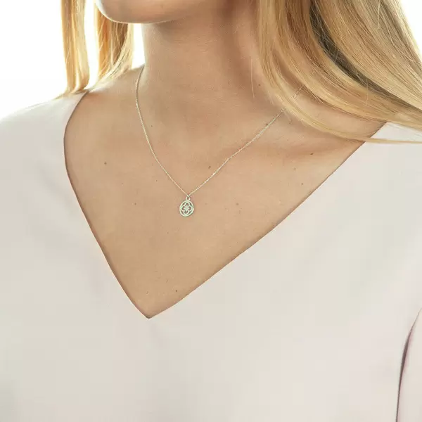 Leaf Jewelry Halskette Clover, 14 K Weißgold im Angebot