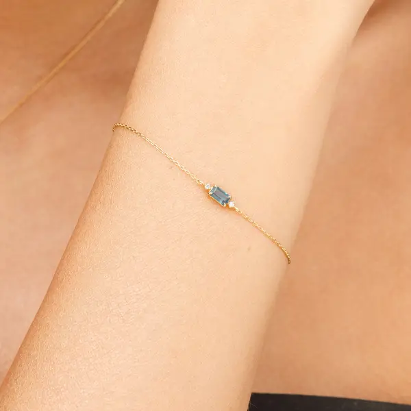 Leaf Jewelry Armkette London Blue Topas, 14K Gelbgold Schlussverkauf