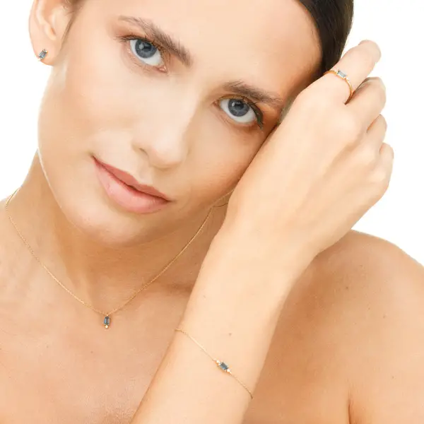 Leaf Jewelry Armkette London Blue Topas, 14K Gelbgold Schlussverkauf