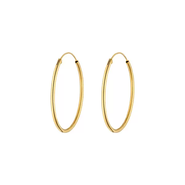 Leaf Jewelry Creole Rund L, 40mm, 14 K Gelbgold Kostenloser Versand
