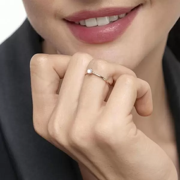 Leaf Jewelry Ring Cabochon, 14 K Rosegold, Mondstein Limitierter Zeitrabatt