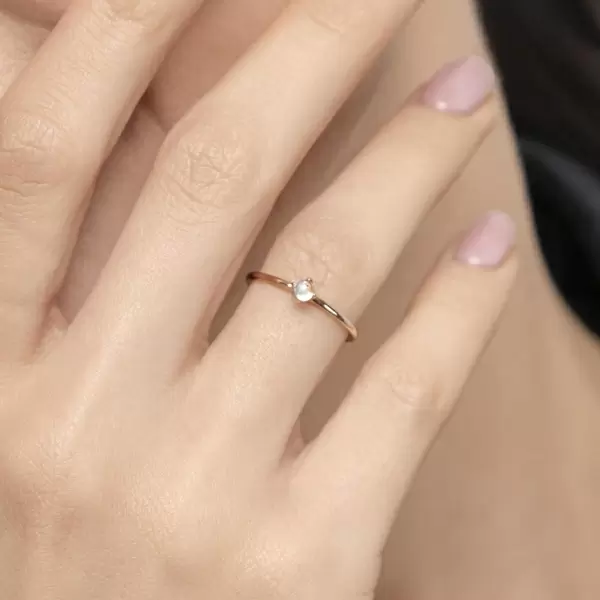 Leaf Jewelry Ring Cabochon, 14 K Rosegold, Mondstein Limitierter Zeitrabatt