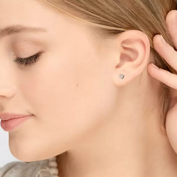 Leaf Jewelry Ohrstecker Herz, 14 K Weissgold Fabrikpreis