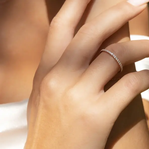 Leaf Jewelry Memoryring mit Diamanten, 18 K Weißgold Günstig kaufen